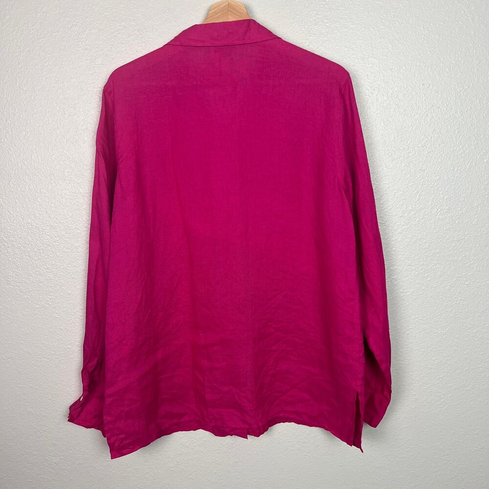 Talbots Women's Size 16 Raspberry Pink Irish Linen Button Up Long Sleeve Shirt - Picture 6 of 7